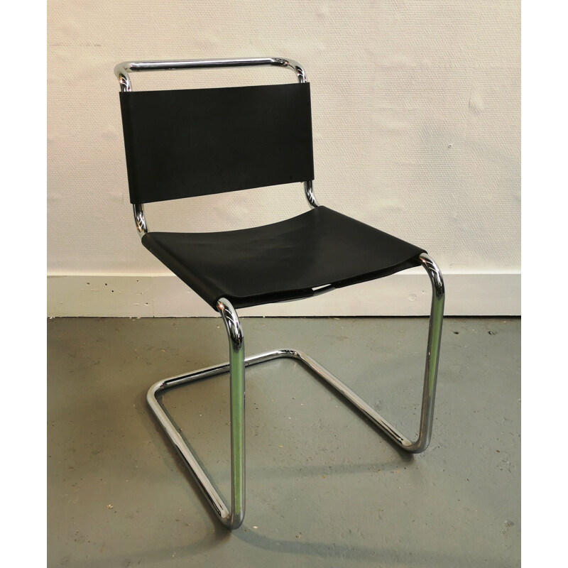 Vintage chrome-plated tubular steel chair by Bauhaus