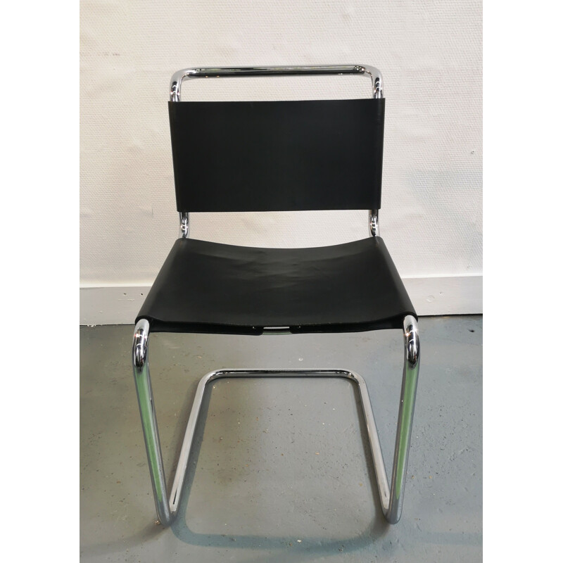 Vintage chrome-plated tubular steel chair by Bauhaus