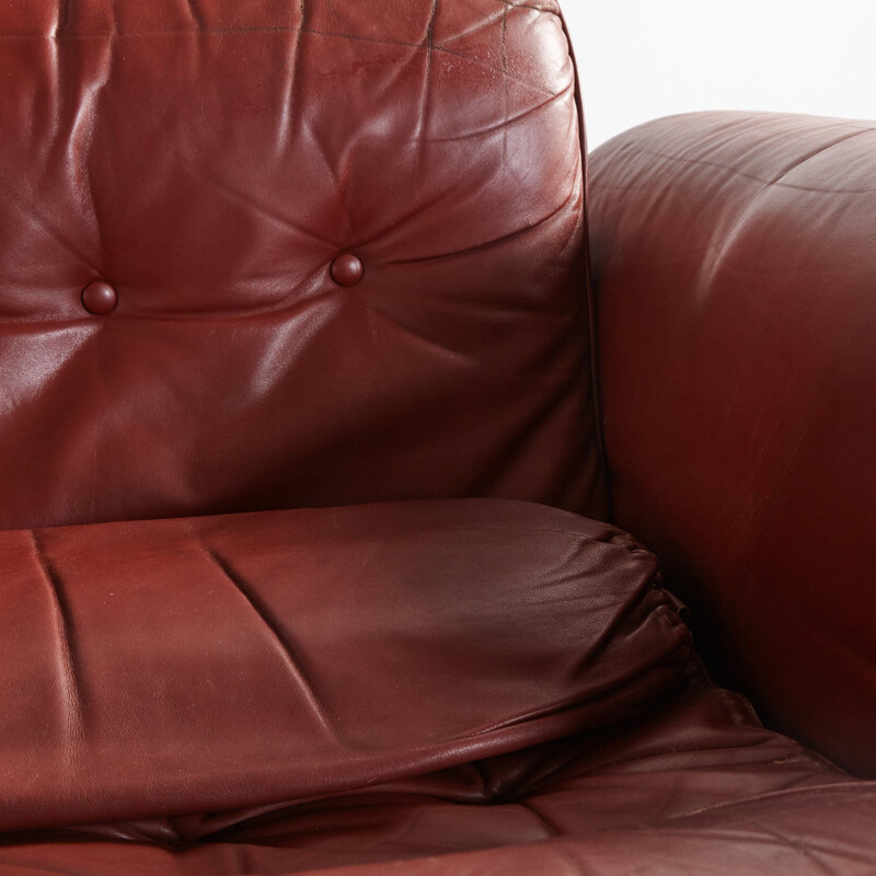 Vintage Brown leather living room with cylindrical head 1960s