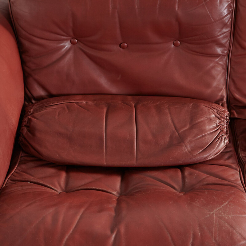 Vintage Brown leather living room with cylindrical head 1960s