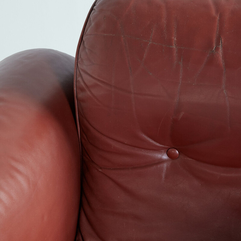 Vintage Brown leather living room with cylindrical head 1960s