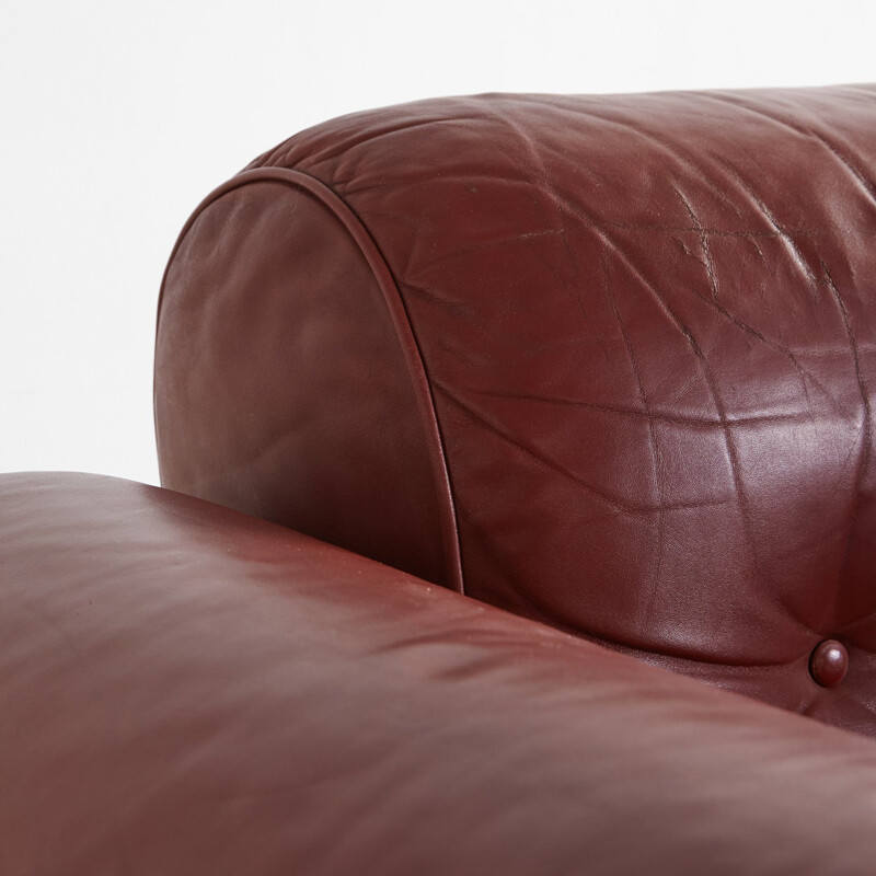 Vintage Brown leather living room with cylindrical head 1960s