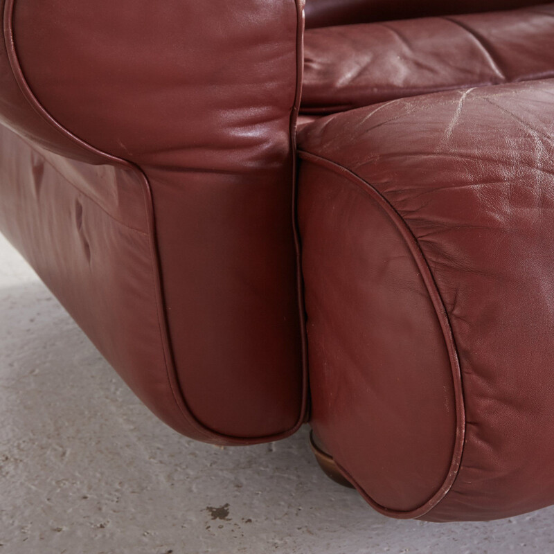 Vintage Brown leather living room with cylindrical head 1960s
