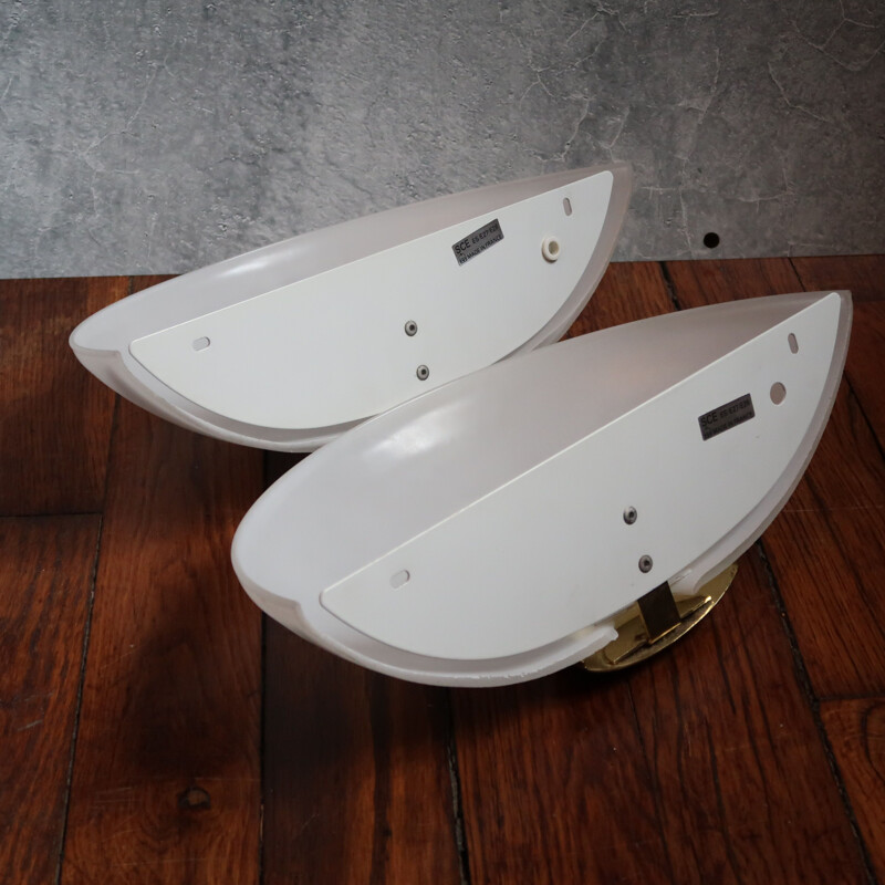 Pair of vintage half moon sconces by Sce