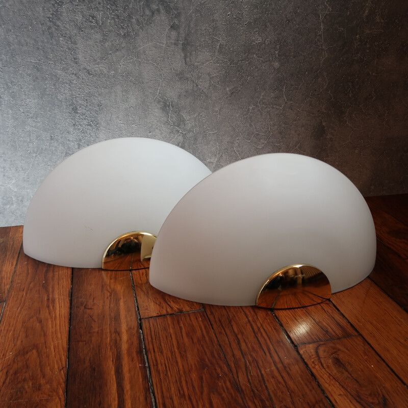 Pair of vintage half moon sconces by Sce