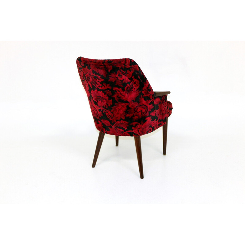 Vintage fauteuil met gebloemde stoffen zitting Zweden 1950