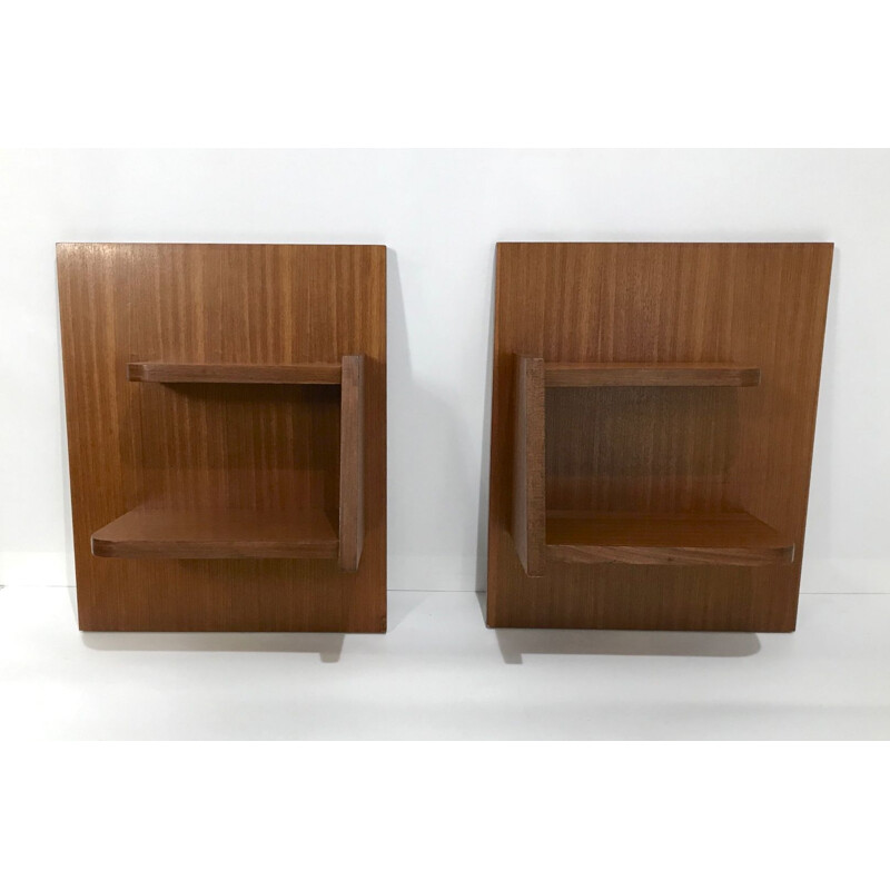 Pair of vintage scandinavian teak bedside cabinets 1960s