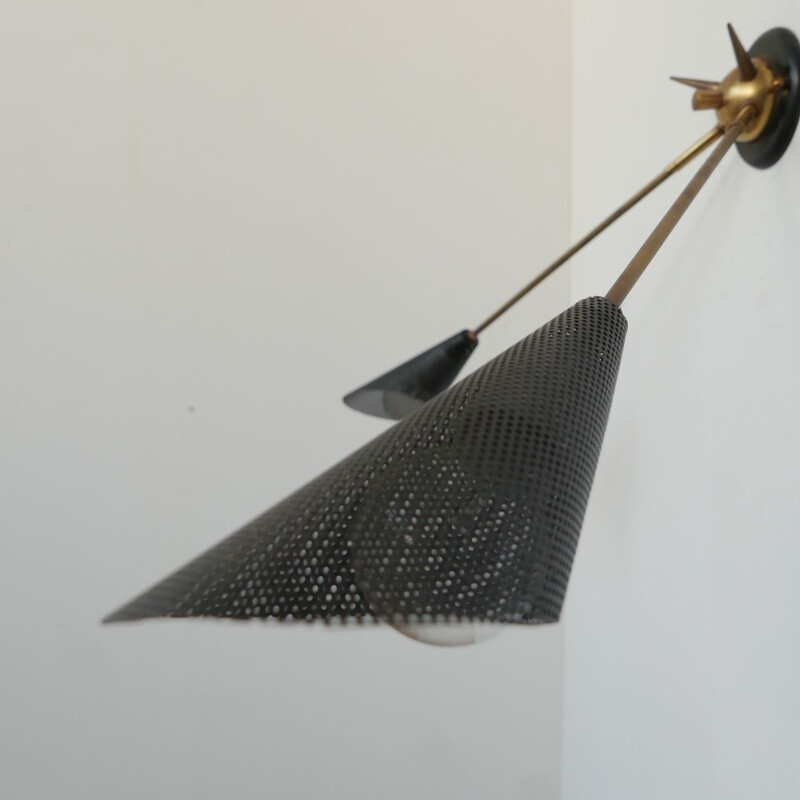 Vintage perforated metal lampshade, France 1960