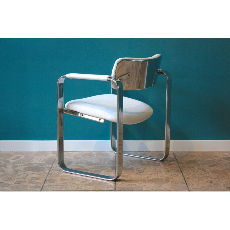 Set of four white Mobel Italia chairs in metal, Eero AARNIO - 1968