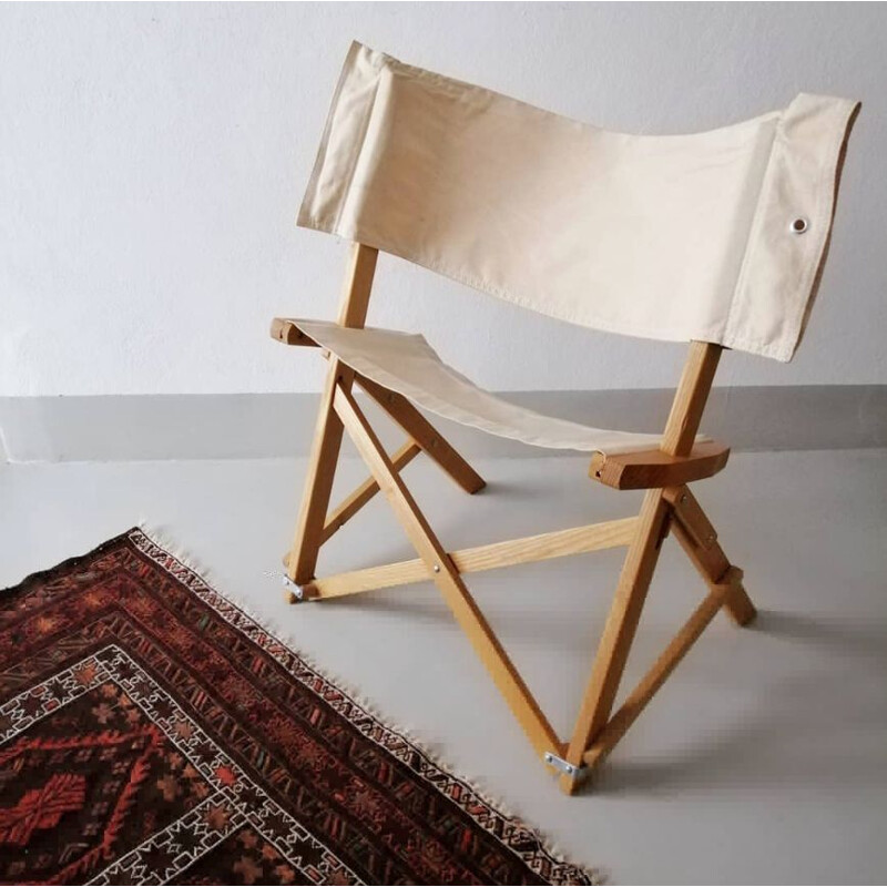 Chaise pliante vintage en bois de frêne 1960