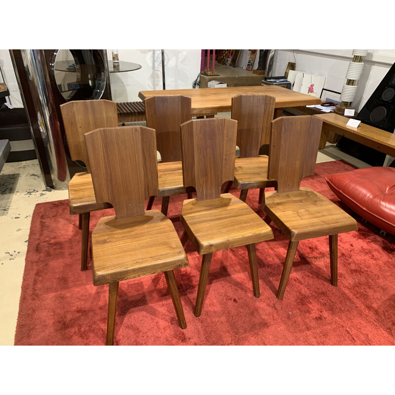 6 Vintage S28 chairs by Pierre Chapo 1960s