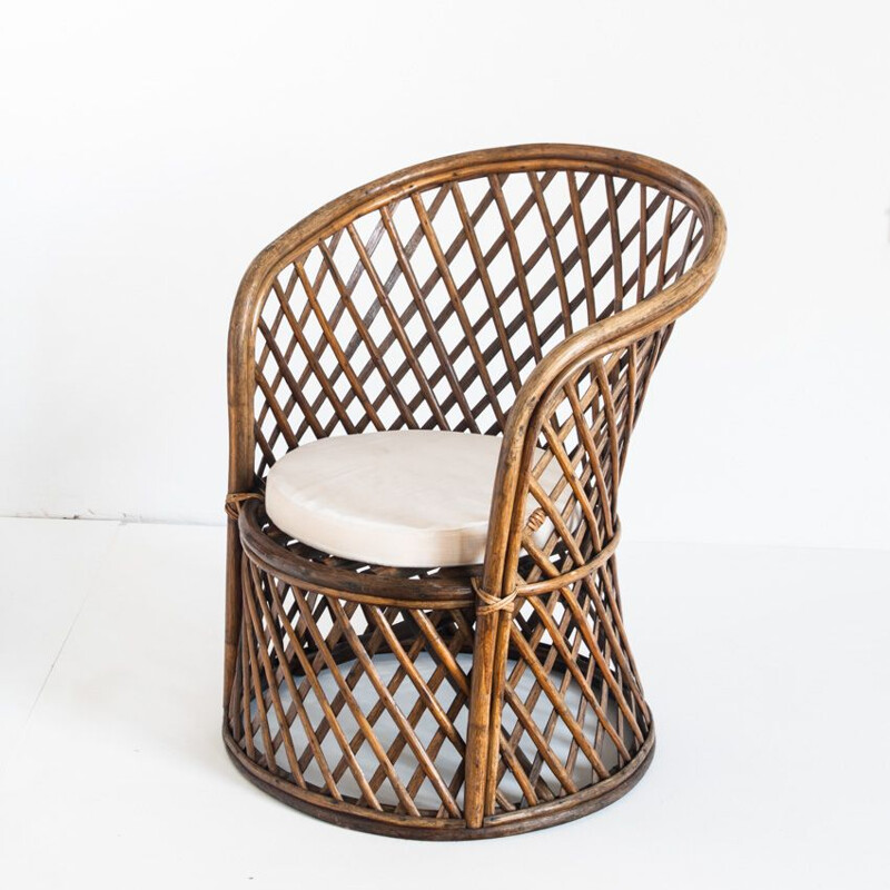 Vintage rattan armchair France 1970s