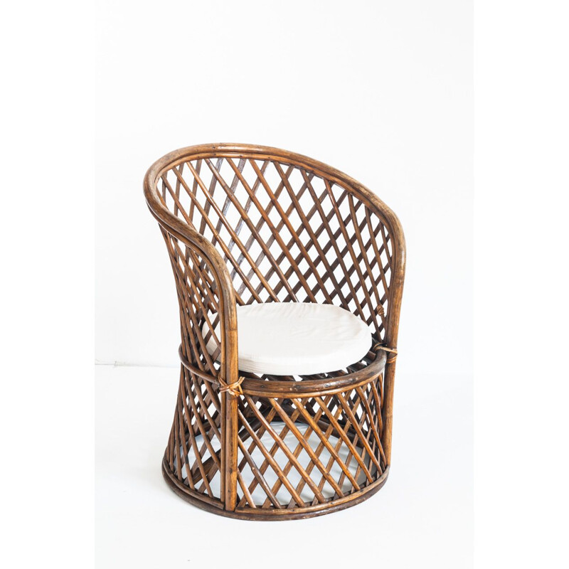 Vintage rattan armchair France 1970s