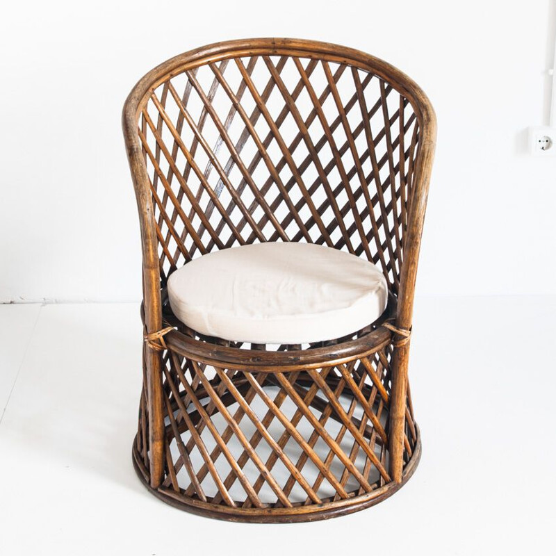 Vintage rattan armchair France 1970s