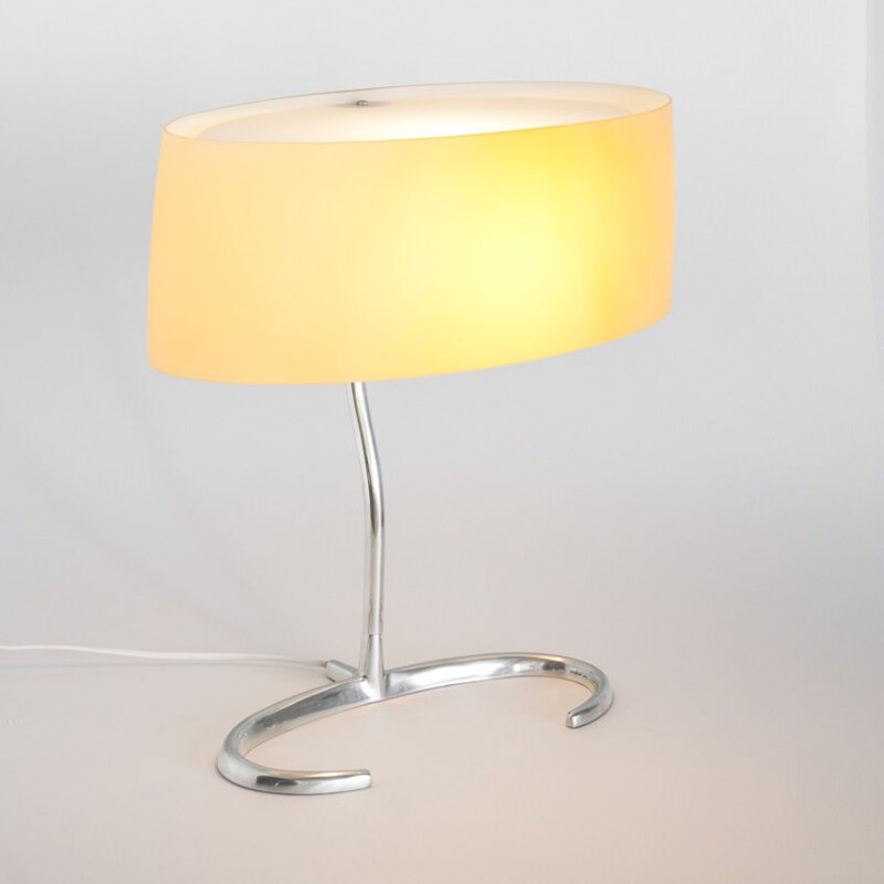 Lampe vintage en aluminium et verre 1990