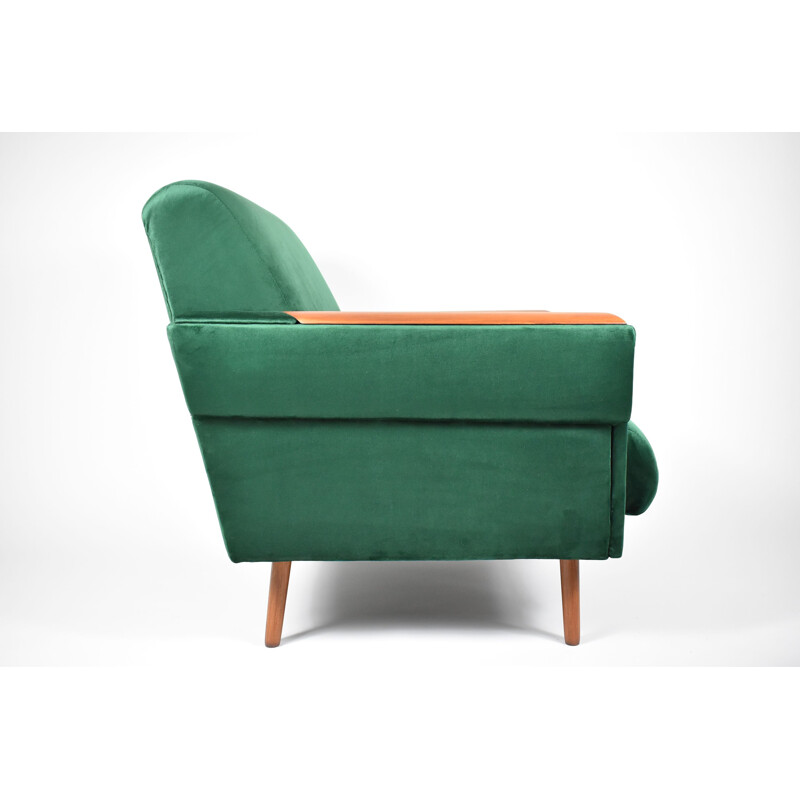 Vintage bottle green velvet armchair 1960s