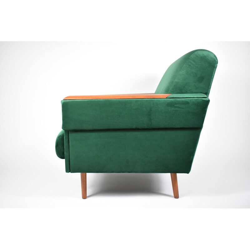 Vintage bottle green velvet armchair 1960s