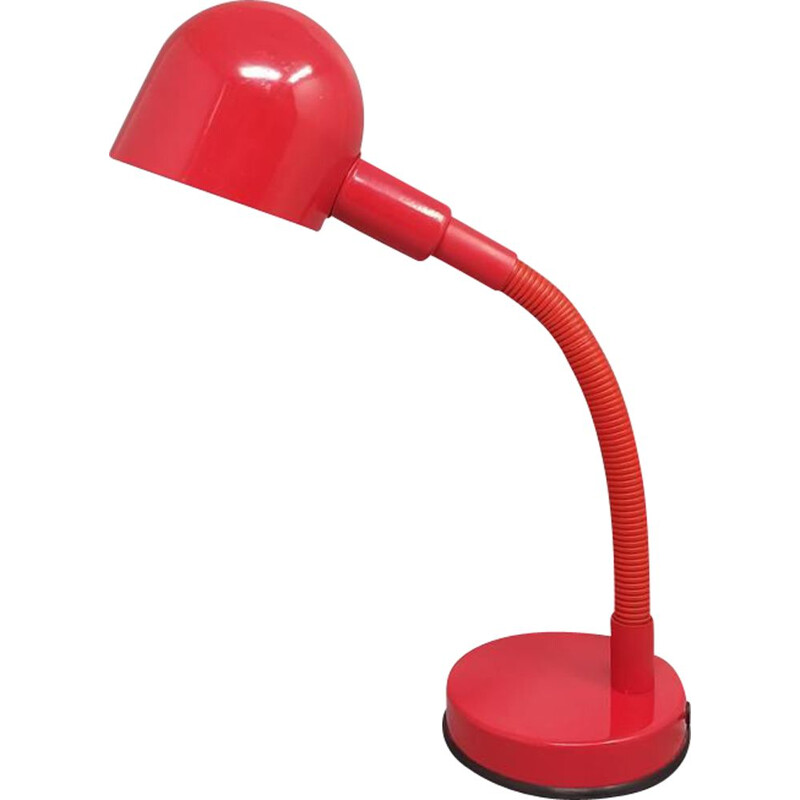 Vintage rode tafellamp van Veneta Lumi Italië 1970