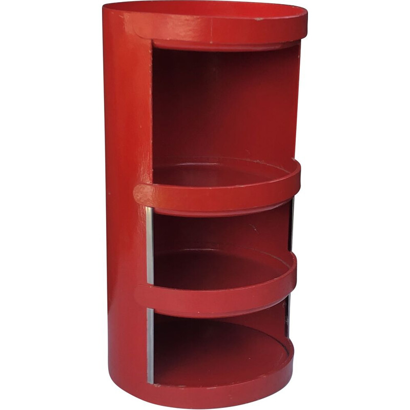 Vintage shelf in red lacquered cardboard by Jean Louis Avril, 1967