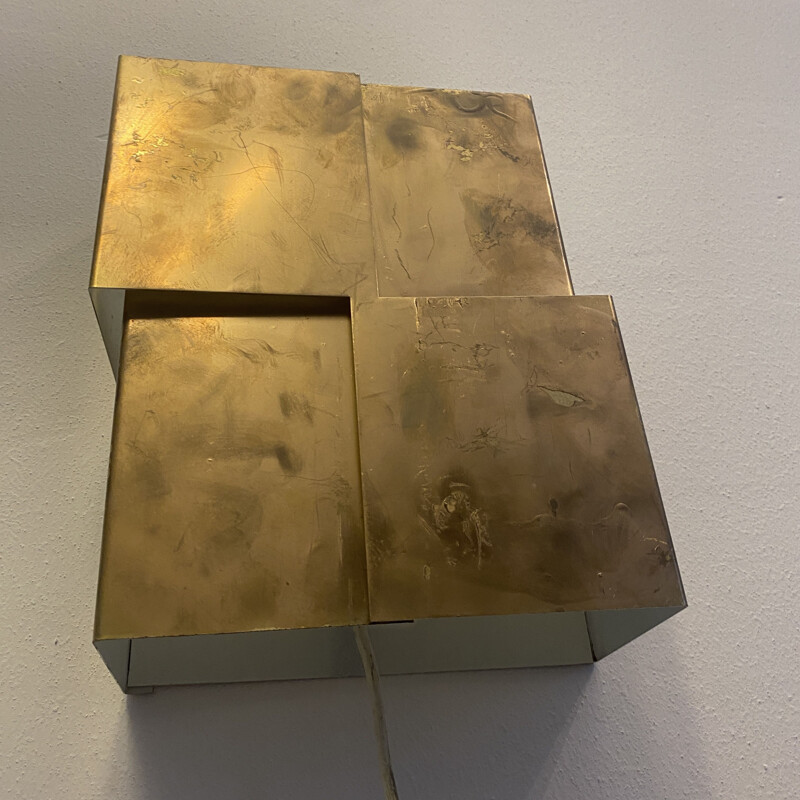 Vintage geometric golden wall lamp 1960s