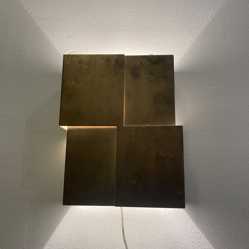 Vintage geometric golden wall lamp 1960s