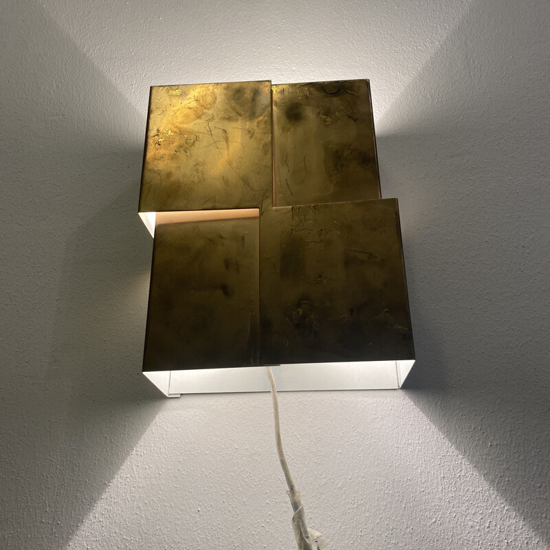 Vintage geometric golden wall lamp 1960s