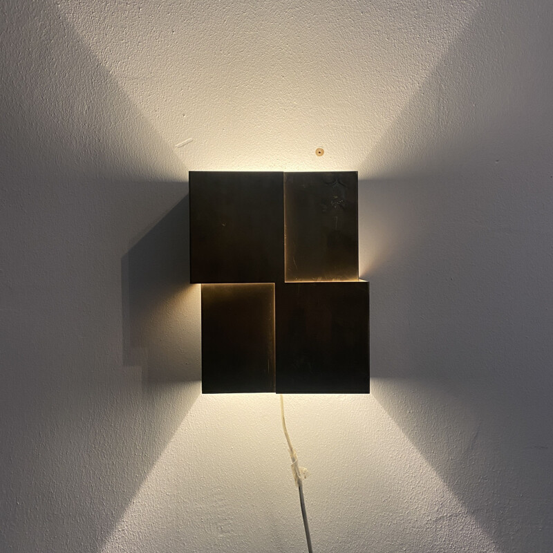 Vintage geometric golden wall lamp 1960s