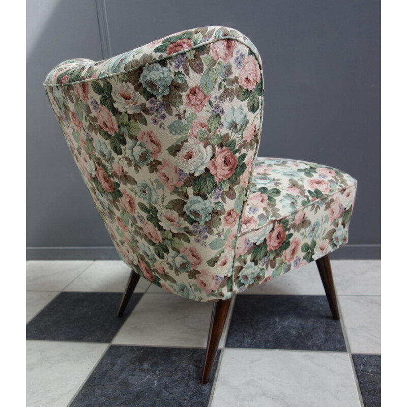 Vintage cocktail chair with flower print 1960s