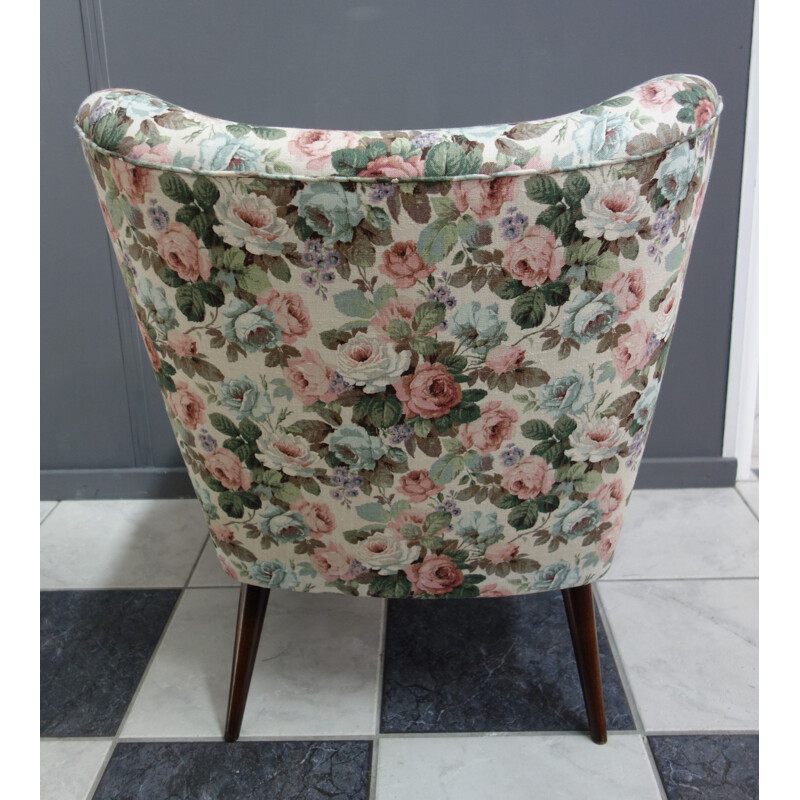 Vintage cocktail chair with flower print 1960s