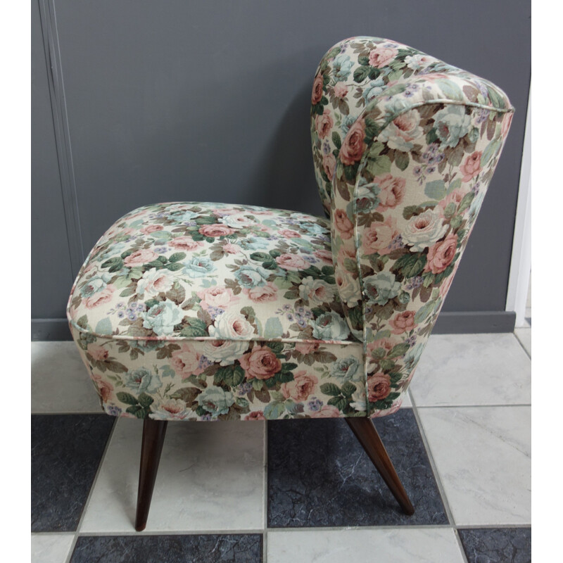 Vintage cocktail chair with flower print 1960s