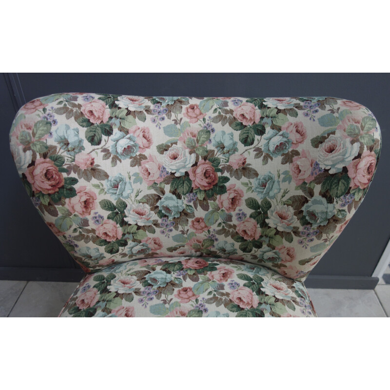 Chaise de cocktail vintage avec tissu imprimé de fleurs 1960