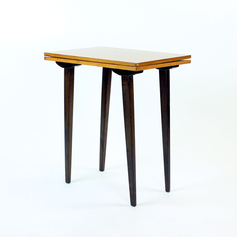 Grande table d'appoint vintage avec plateau tournant Tchécoslovaquie 1960