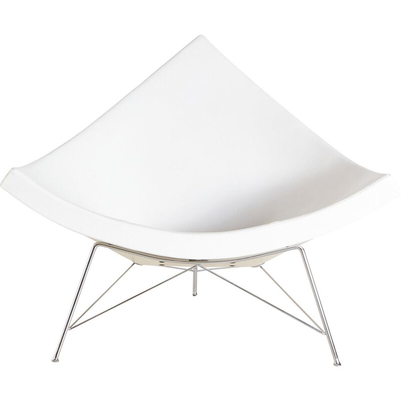 Vintage white coconut chair by George Nelson 1955s