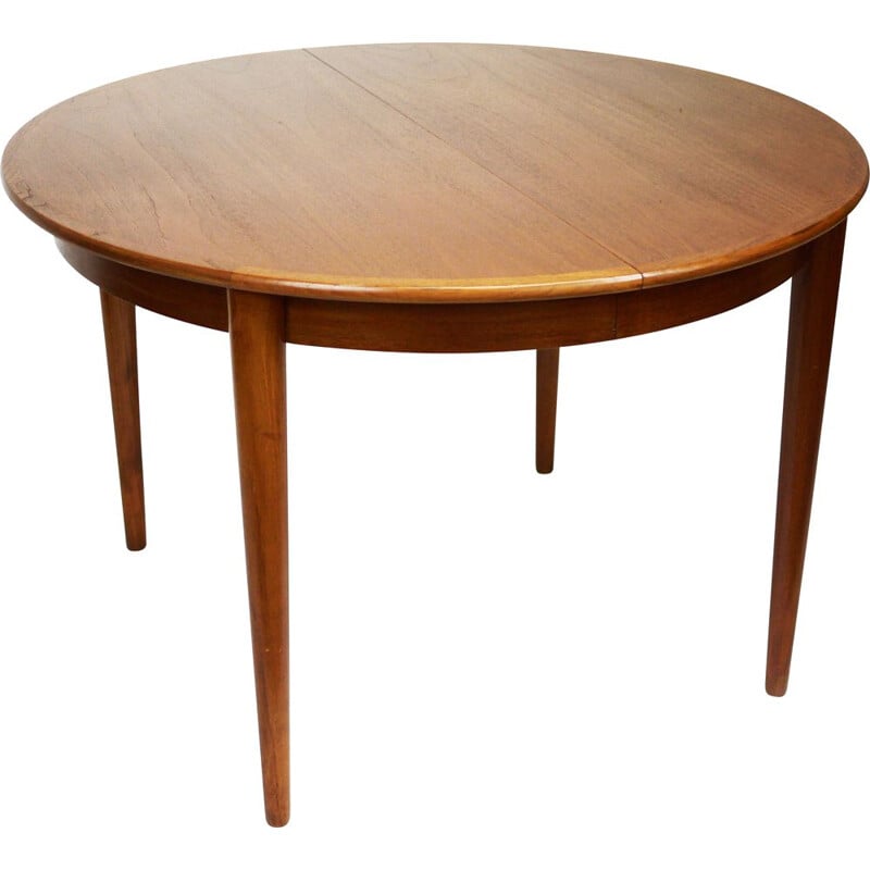 Danish Teak Round Extending Dining Table by Skovmand & Andersen, 1960s