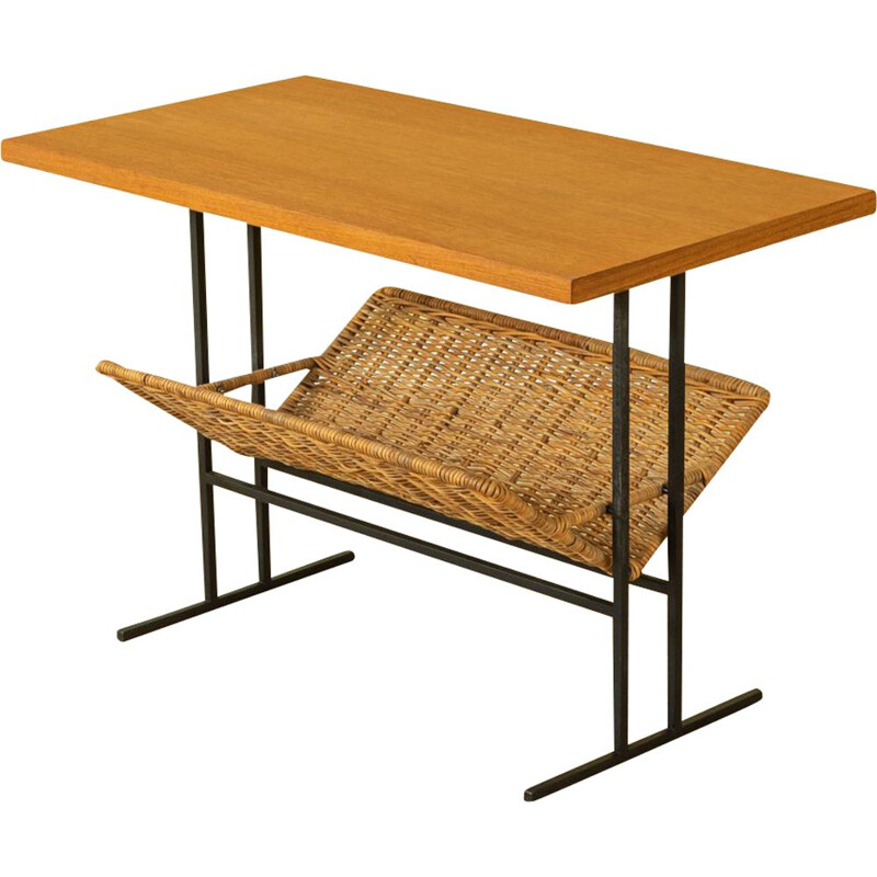 Table d'appoint vintage cadre en acier quadrillé de couleur noire 1960