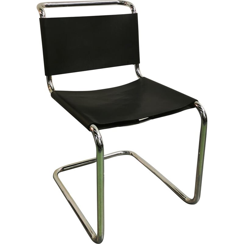 Vintage chrome-plated tubular steel chair by Bauhaus