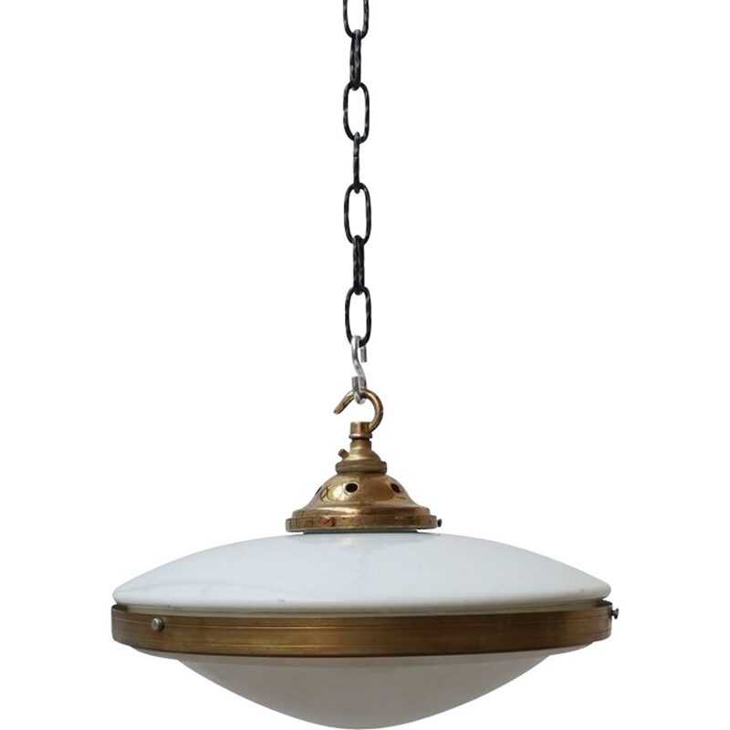 Suspension vintage bicolore en opaline Allemagne 1930