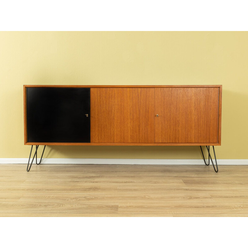 Vintage teak veneer sideboard with three doors Germany 1950s