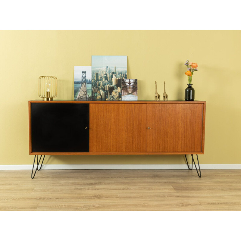 Vintage teak veneer sideboard with three doors Germany 1950s