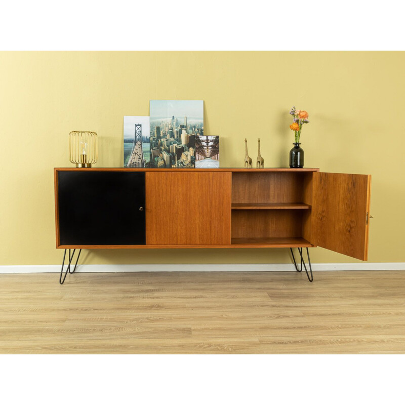 Vintage teak veneer sideboard with three doors Germany 1950s