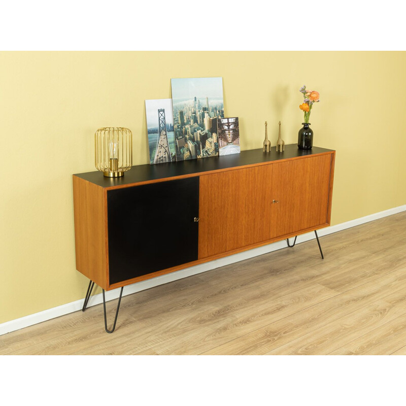 Vintage teak veneer sideboard with three doors Germany 1950s