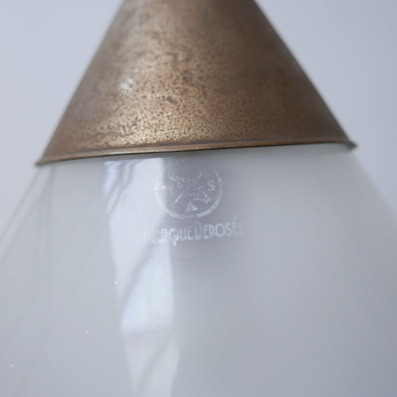 Vintage 2 tone conical pendant lamp France 1930s