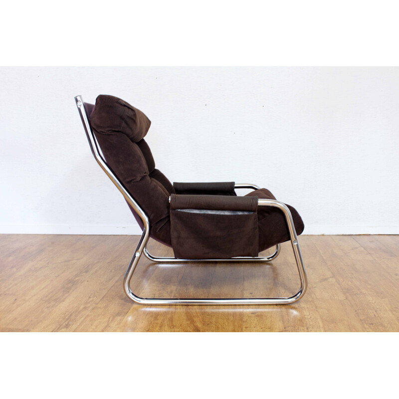 Vintage armchair in velvet and metal tubular structure 1970s