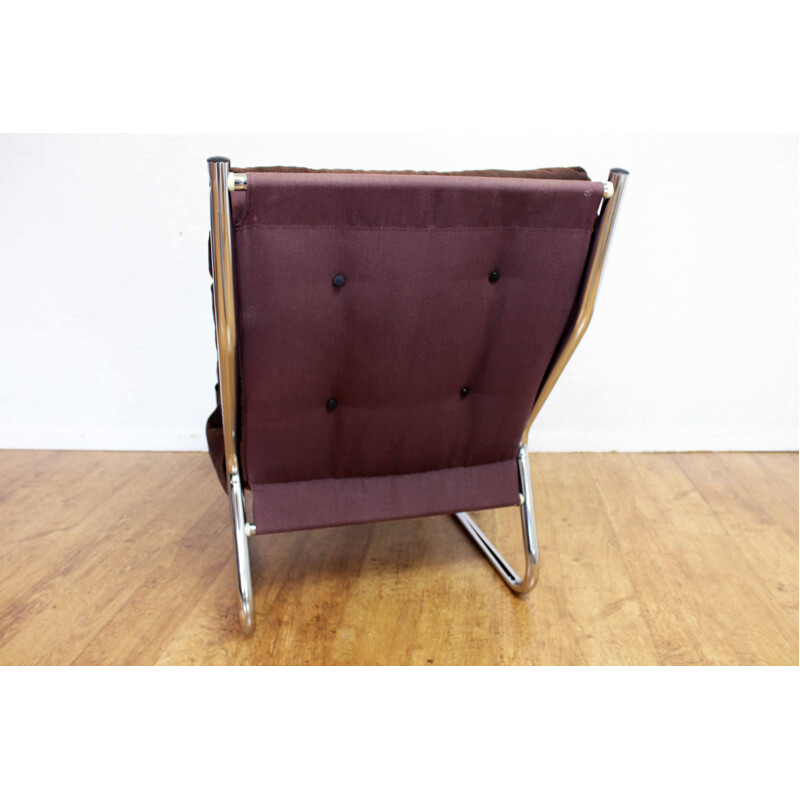 Vintage armchair in velvet and metal tubular structure 1970s