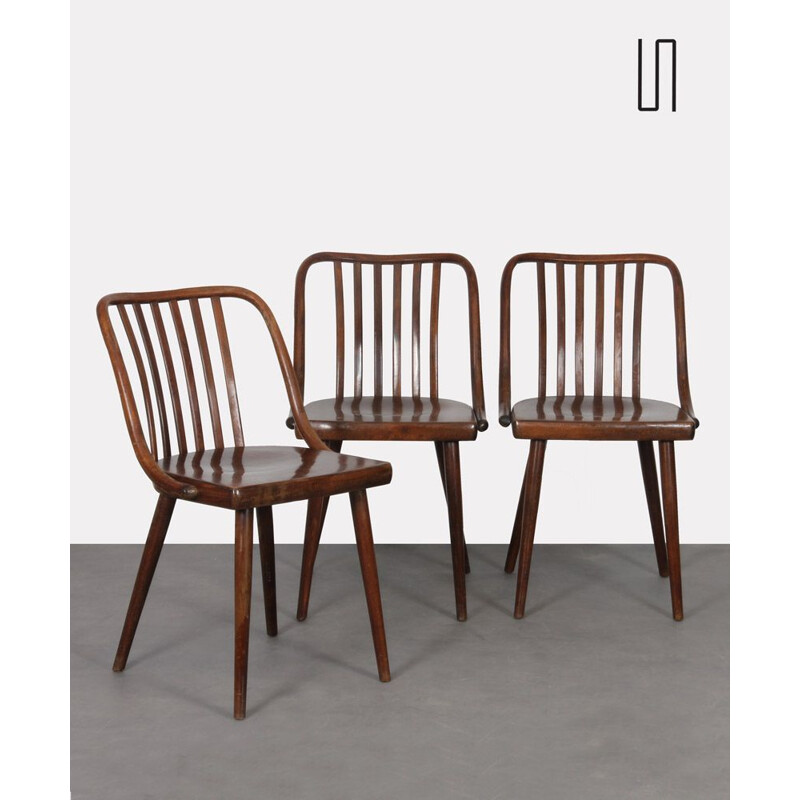 Set of 3 vintage chairs by Antonin Suman for Ton 1960s