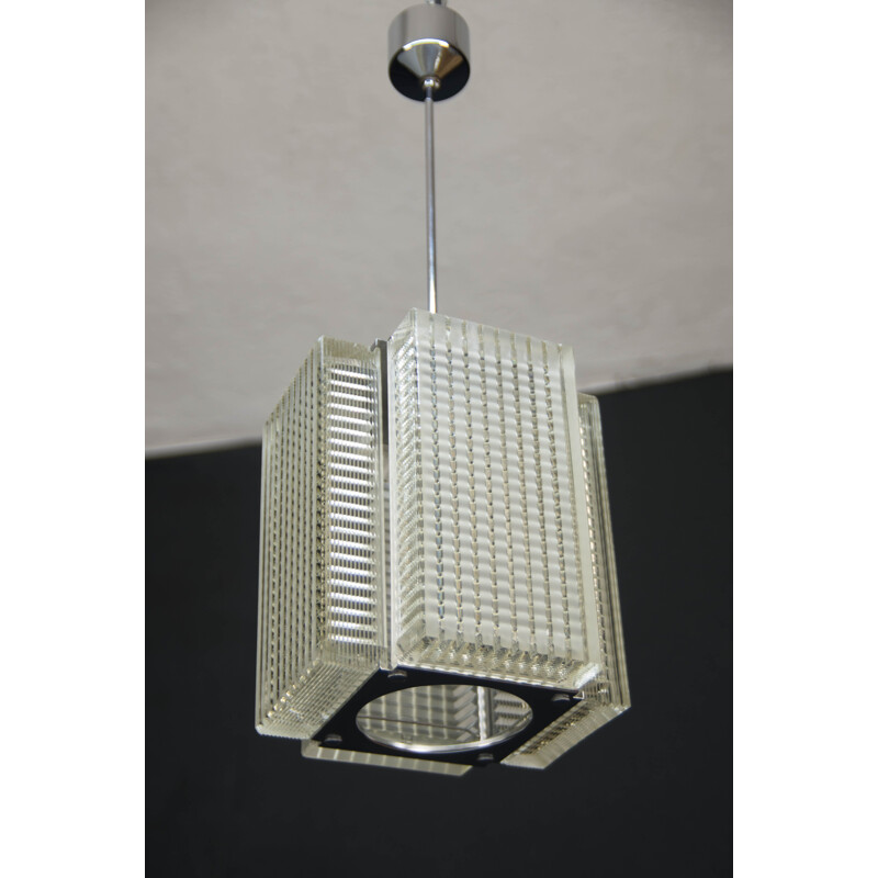 Lámpara colgante de cristal vintage 1970