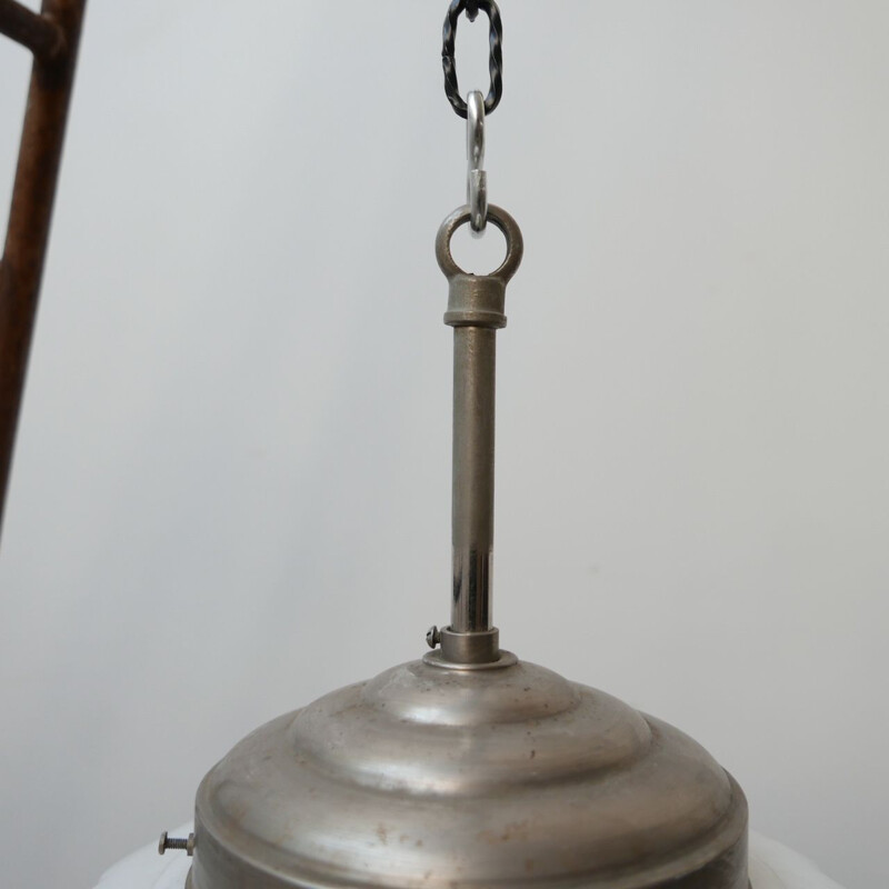 Vintage art deco tweekleurige hanglamp, Amerika 1930