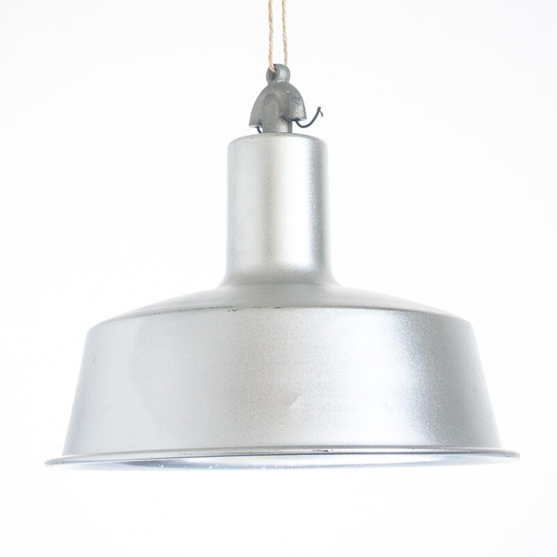 Vintage aluminium plafondlamp in industriële stijl Spanje 1970