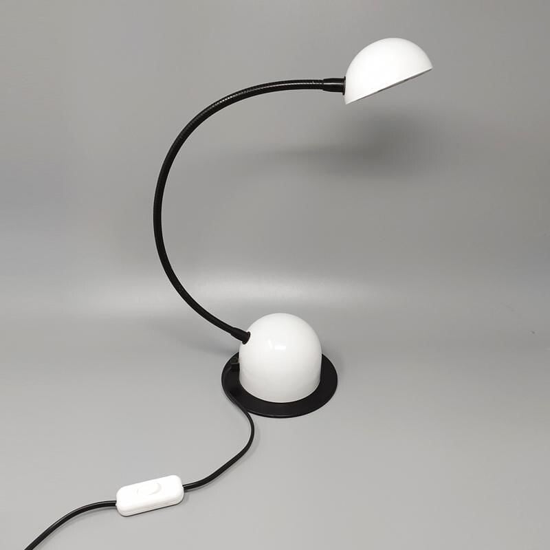 Lampe de table vintage blanche par Veneta Lumi, Italie 1970