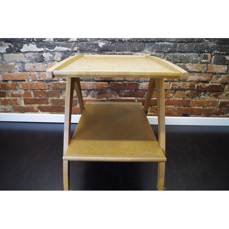 Vintage oak and plank coffee table with shelf 1960s